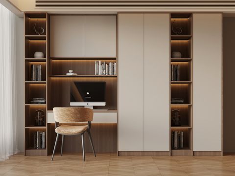 Modern bookcase integrated cabinet