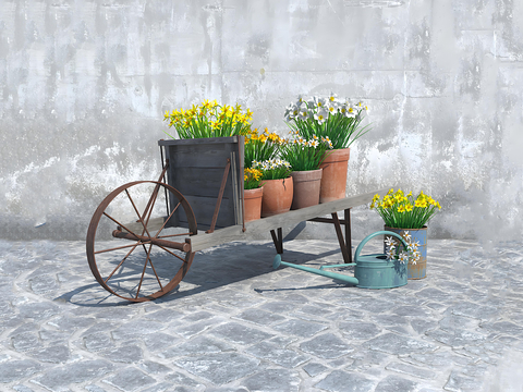 Flower potted landscape sketch courtyard sketch