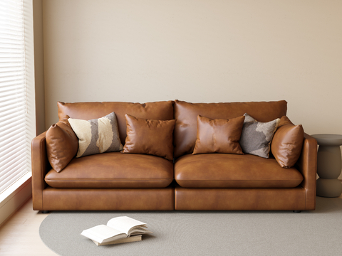 Leather sofa Modern double sofa