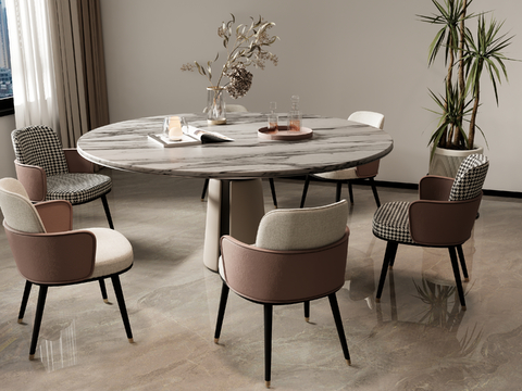 Affordable Luxury Style Dining Table and Chair Round Dining Table