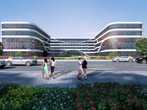 Appearance of office building Appearance of modern shopping mall