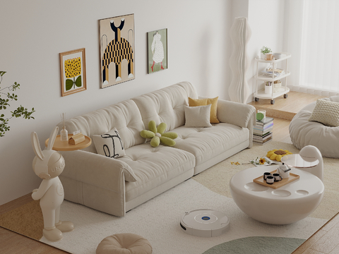 Cream Style double sofa Sectional Sofa