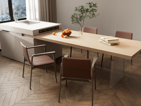 Modern Simple Dining Table and Chair Long Dining Table Island Dining Table