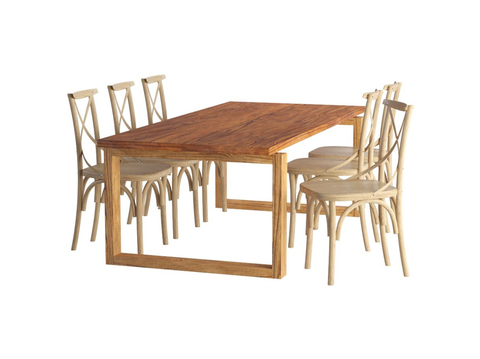 Log-style dining tables and chairs