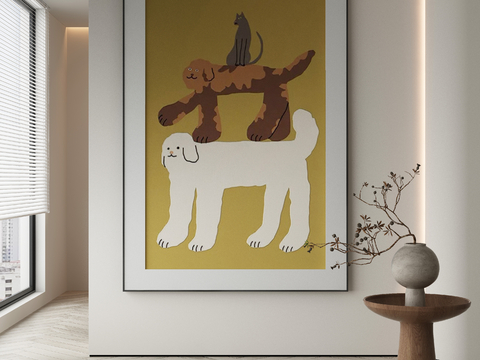 Modern Decorative Painting Cartoon Hanging Painting Dog Hanging Painting