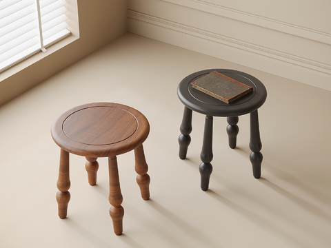 Modern Round Wooden Stool