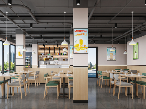 Modern fast food restaurant snack bar breakfast shop deli