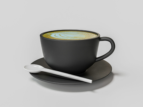 Black porcelain coffee cup coffee latte