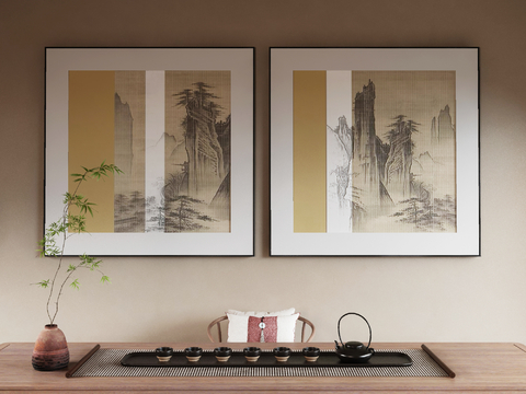 New Chinese Decorative Painting Zen Hanging Painting Tea Set