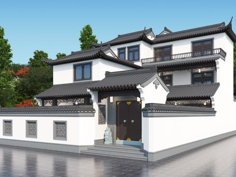 Chinese style villa appearance courtyard