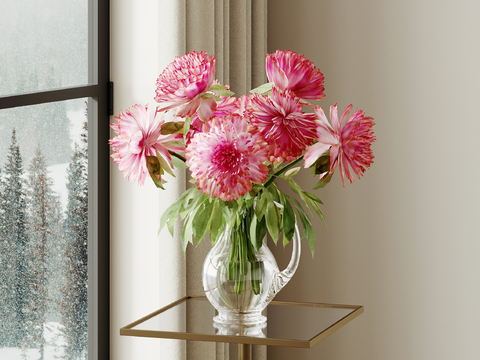 glass vase floral flowers chrysanthemum