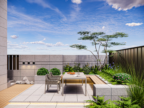 Modern Courtyard Garden Casual Deco Terrace Roof Garden