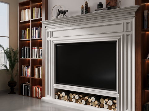 French Fireplace TV Wall