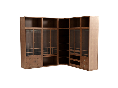 Modern Solid Wood Bookcase Corner Bookcase