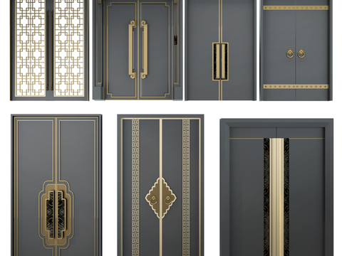 Neo-Chinese Style double door swing door