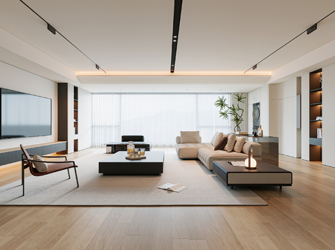 Modern Large Flat Floor Living Room