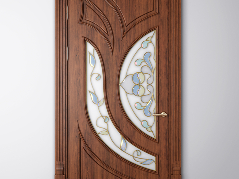 European style glass door entry door wooden door solid wood single door