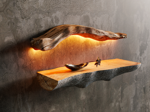 Quiet wood wall lamp