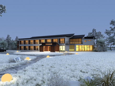 New Chinese Homestay Hotel Exterior Snow View