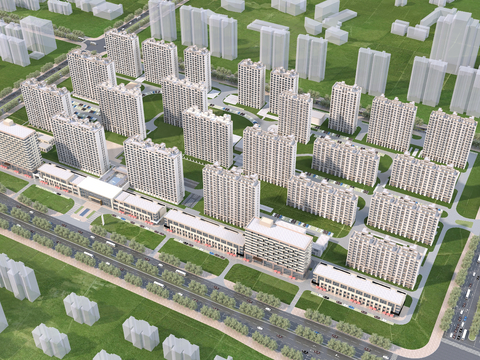 Bird's-eye view planning of modern residential area