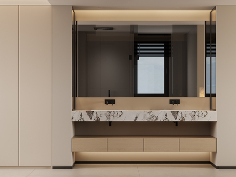 Modern toilet double basin sink