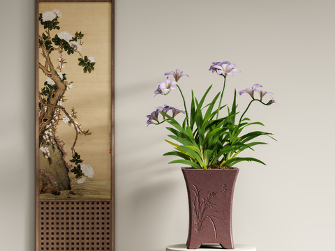 Orchid potted plant decorative painting