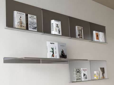 Modern wall-mounted bookshelf stainless steel laminate