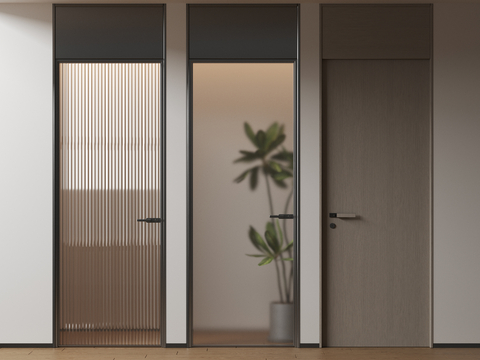 Modern single-door glass door with top door