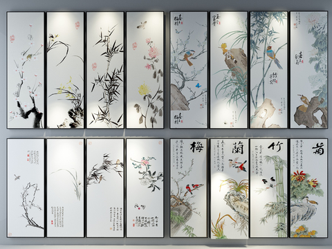 New Chinese Decorative Painting Zen Hanging Painting Flower and Bird Painting