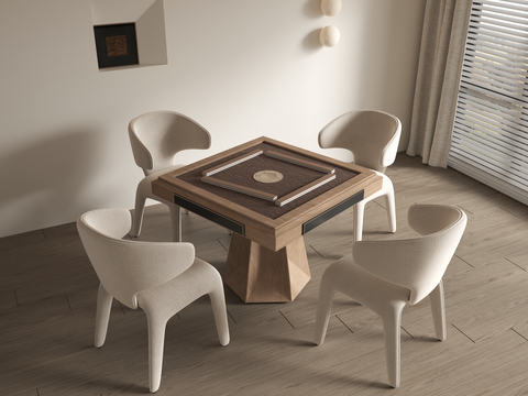 Cream Style Mahjong Table Game Table Lounge Chair