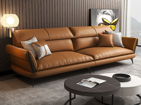 modern double sofa leather sofa