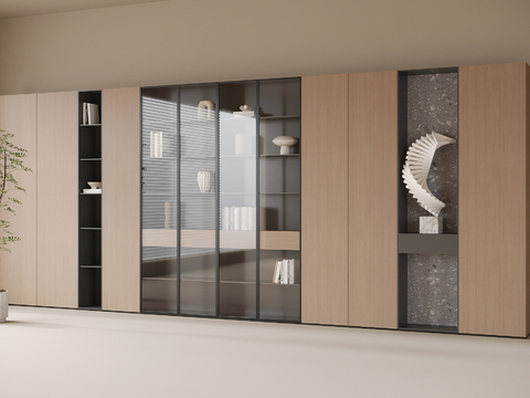 Modern full wall bookcase