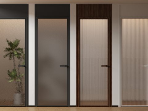 Modern single-door glass door with top door