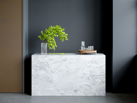 Modern Island Table Marble Bar