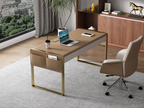 Italian Minimalist Saddle Leather Desk