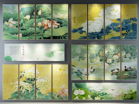 New Chinese Decorative Wall Chart Lotus Painting Koi Painting Duck Painting