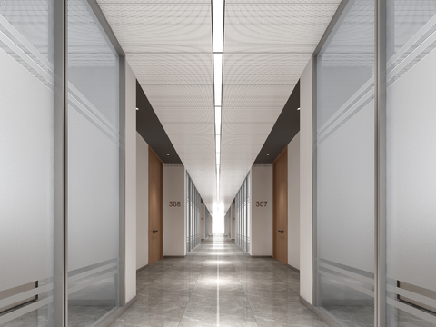 Modern office walkway aisle