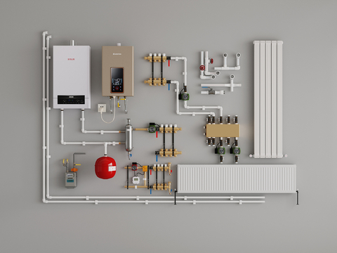 Floor heating system water heater gas meter radiator