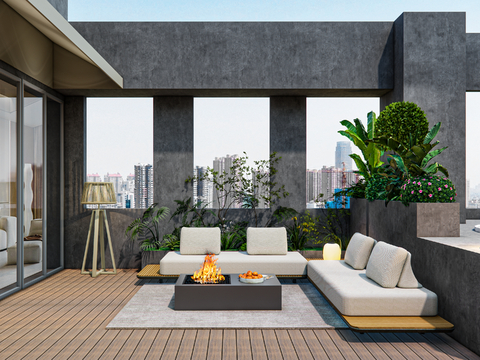 Modern Roof Garden Terrace View