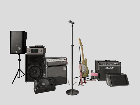 modern sound subwoofer guitar stage sound microphone