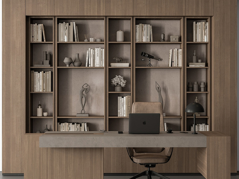 Italian-style bookcase desk and chair