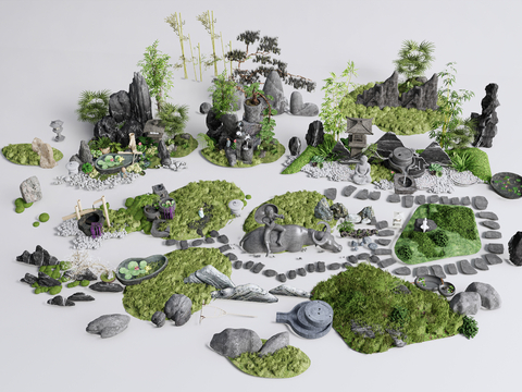 New Chinese-style rockery waterscape micro-terrain landscape