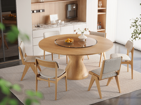 Japanese-style log round dining table