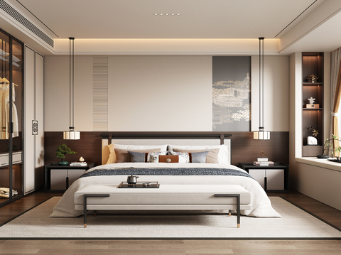 New Chinese-style master bedroom