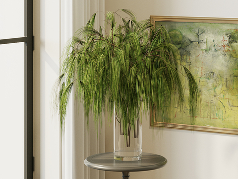 Modern vase floral arrangement with green plants