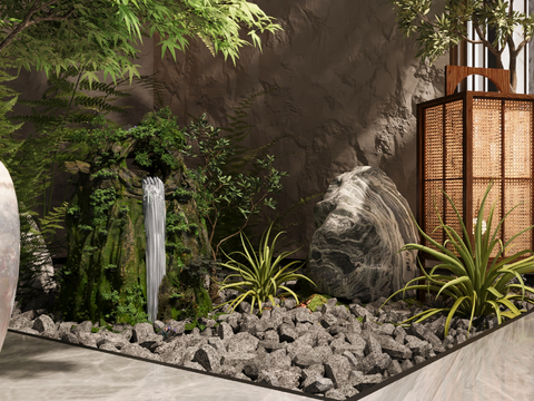 Modern interior landscape rockery waterscape