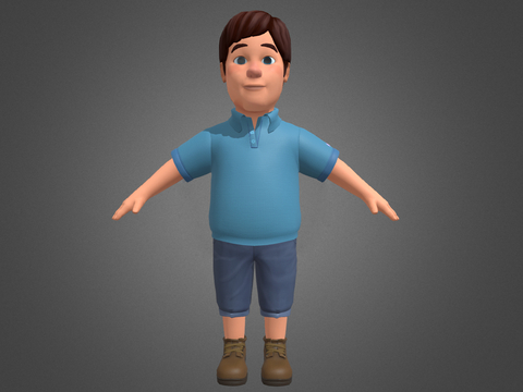 Cartoon character boy man little fat child student