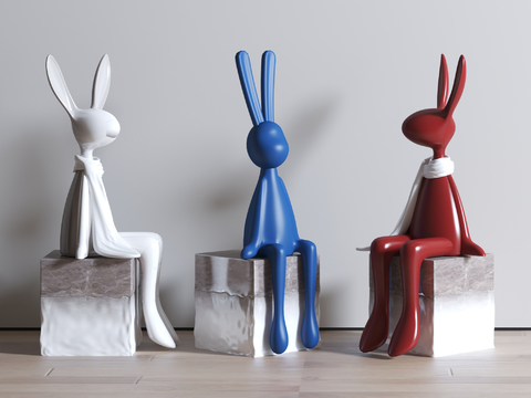 Cartoon ornaments rabbit sculpture