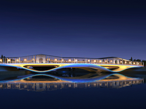 Night view of modern landscape bridge