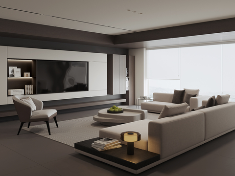 Modern Large Flat Floor Living Room